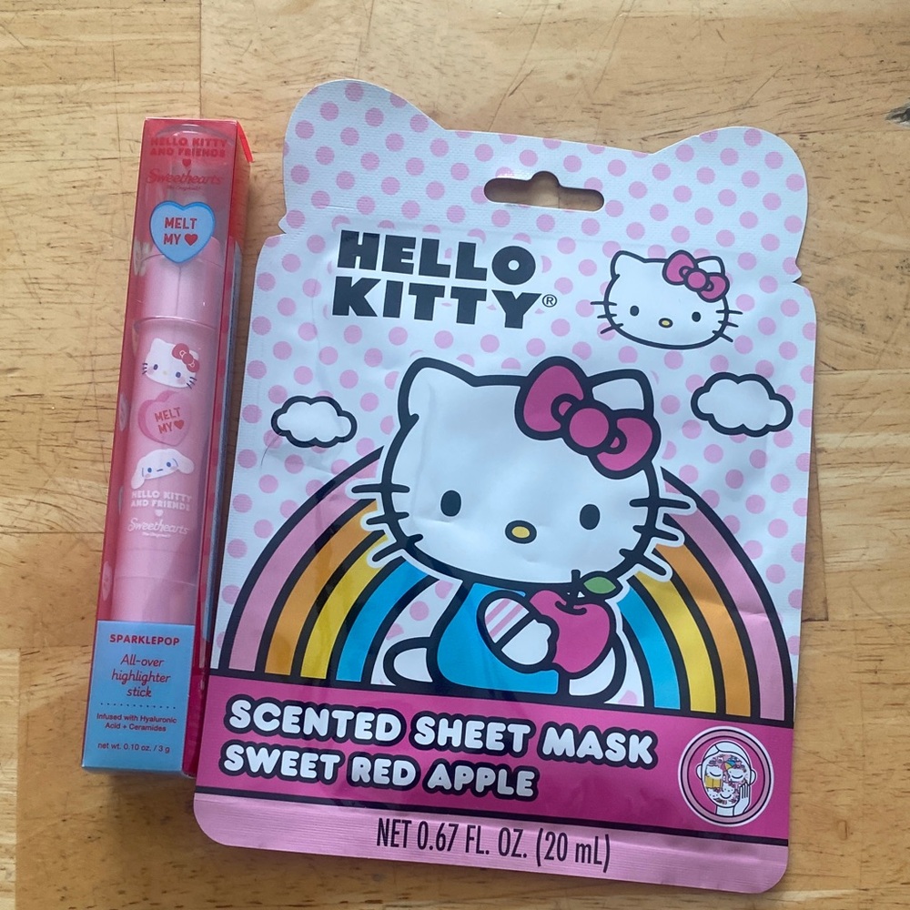 Hello Kitty bundle - Apple Scented Sheet Mask & all over highlighter stick NWT